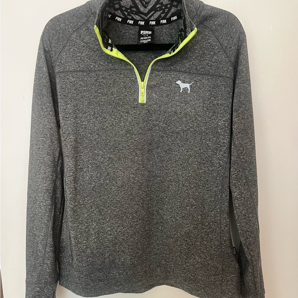 VS PINK  Quarter-Zip Pullover with Neon Accents
